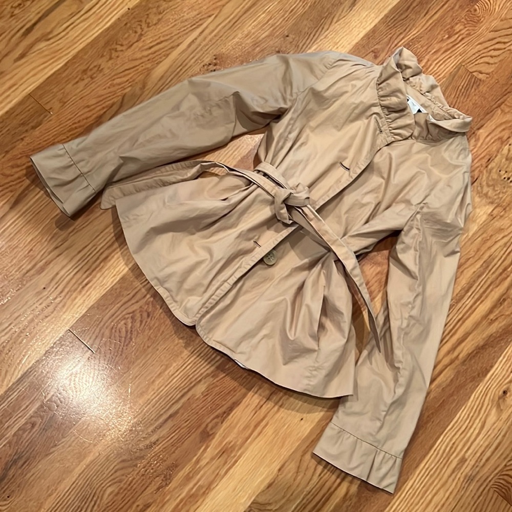 Jcrew ruffle trim Waist tied rain jacket 2